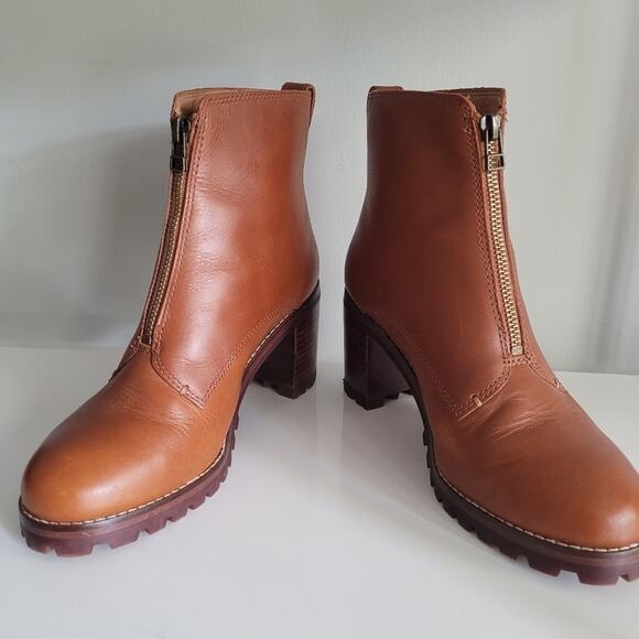 Madewell The Alyce Zip-Front Lugsole Boot in Dried Maple Caramel Brown -Size 7.5 - Picture 6 of 15